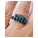Sterling Silver Turquoise Ring Size 7.5, 3.92 Grams