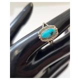Sterling Silver Turquoise Ring Size 7.25, 2.4 Grams