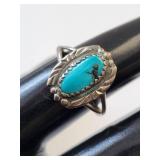 Sterling Silver Turquoise Ring Size 7.25, 2.4 Grams