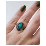 Sterling Silver Turquoise Ring Size 7.25, 2.4 Grams