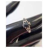 Sterling Silver Dark Blue Sapphire Ring Size 7.75, 2.14g