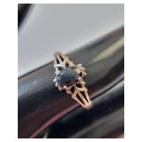 Sterling Silver Dark Blue Sapphire Ring Size 7.75, 2.14g