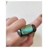 Sterling Silver Turquoise Ring Size 9 10.2g Not Marked