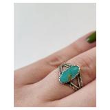 Sterling Silver Turquoise Ring Size 7, 2.31 Grams