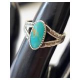 Sterling Silver Turquoise Ring Size 7, 2.31 Grams