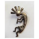 Keyonnie Begay Sterling Silver Kokopelli Pendant Brooch 8.95g