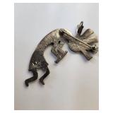 Keyonnie Begay Sterling Silver Kokopelli Pendant Brooch 8.95g