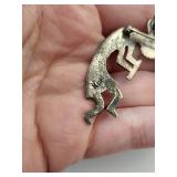 Keyonnie Begay Sterling Silver Kokopelli Pendant Brooch 8.95g
