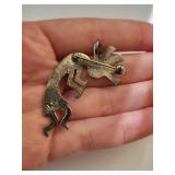 Keyonnie Begay Sterling Silver Kokopelli Pendant Brooch 8.95g