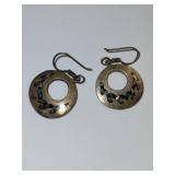 Sterling Silver Abalone Inlay Dangle Earrings 12.49g Mexico