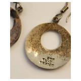 Sterling Silver Abalone Inlay Dangle Earrings 12.49g Mexico