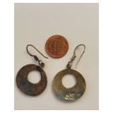 Sterling Silver Abalone Inlay Dangle Earrings 12.49g Mexico