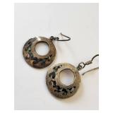 Sterling Silver Abalone Inlay Dangle Earrings 12.49g Mexico