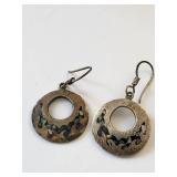 Sterling Silver Abalone Inlay Dangle Earrings 12.49g Mexico