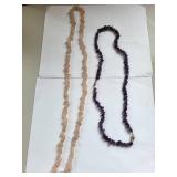 Collection of Gemstone Necklaces and Bracelets with Amethyst, Rose Quartz, Onyx, and Shell Accents