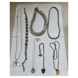 Set of 8 Assorted Costume Jewelry Necklaces with Charms and Chains