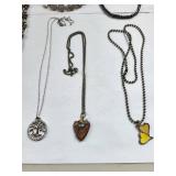 Set of 8 Assorted Costume Jewelry Necklaces with Charms and Chains