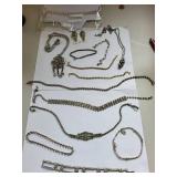 Rhinestone Jewelry Lot - Necklaces, Bracelets, and Earrings Assortment