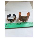 Set of 2 Native American Style Copper Bracelets with Turquoise Accents