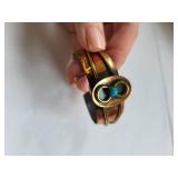 Set of 2 Native American Style Copper Bracelets with Turquoise Accents