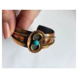 Set of 2 Native American Style Copper Bracelets with Turquoise Accents