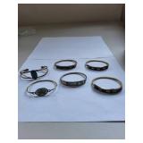 Set of 6 Mexican Mother of Pearl, Abalone, and Turquoise Bracelets