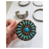 Set of 5 Mexico Abalone and Turquoise Style Bracelets