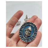 Swank Blue Enamel Cufflinks with Roman Soldier Design