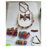 Collection of Handcrafted Indigenous Dolls and Beaded Jewelry