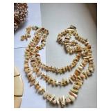 Collection of Bone and Shell Necklaces with Earrings