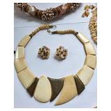 Collection of Bone and Shell Necklaces with Earrings