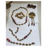 Brass and Copper Jewelry Set - Necklace, Bracelet, Earrings Assortment