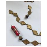 Brass and Copper Jewelry Set - Necklace, Bracelet, Earrings Assortment