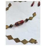 Brass and Copper Jewelry Set - Necklace, Bracelet, Earrings Assortment
