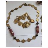 Brass and Copper Jewelry Set - Necklace, Bracelet, Earrings Assortment