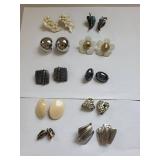 Set of 10 Vintage Costume Jewelry Clip-On Earrings