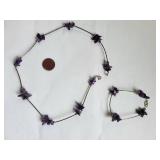 Sterling Silver and Amethyst Necklace and Bracelet Set, 20.09 Grams