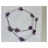 Sterling Silver and Amethyst Necklace and Bracelet Set, 20.09 Grams