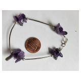 Sterling Silver and Amethyst Necklace and Bracelet Set, 20.09 Grams