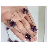 Sterling Silver and Amethyst Necklace and Bracelet Set, 20.09 Grams