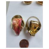 Lot of 14 Vintage Costume Jewelry Gold Tone Clip-On Earrings