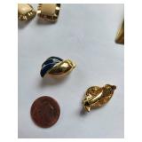 Lot of 14 Vintage Costume Jewelry Gold Tone Clip-On Earrings