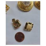 Lot of 14 Vintage Costume Jewelry Gold Tone Clip-On Earrings