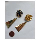 Lot of 14 Vintage Costume Jewelry Gold Tone Clip-On Earrings