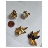 Lot of 14 Vintage Costume Jewelry Gold Tone Clip-On Earrings