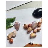 Collection of Gemstone Cabochons and Jewelry Pieces including Amethyst, Lapis, Turquoise, Agate