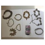 Lot of 10 Vintage Costume Jewelry Bracelets and Necklaces