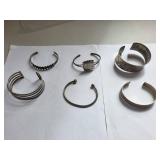 Set of 6 Silver Plated Cuff Bracelets Assorted Designs