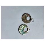 Sterling Silver Abalone Shell Circular Earrings, 12.09g, One Missing Hook