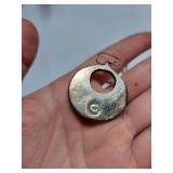 Sterling Silver Abalone Shell Circular Earrings, 12.09g, One Missing Hook